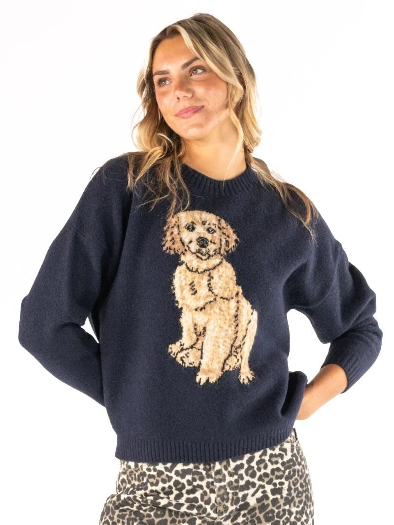 Simply Southern-Pawsome Crew Sweater-Navy