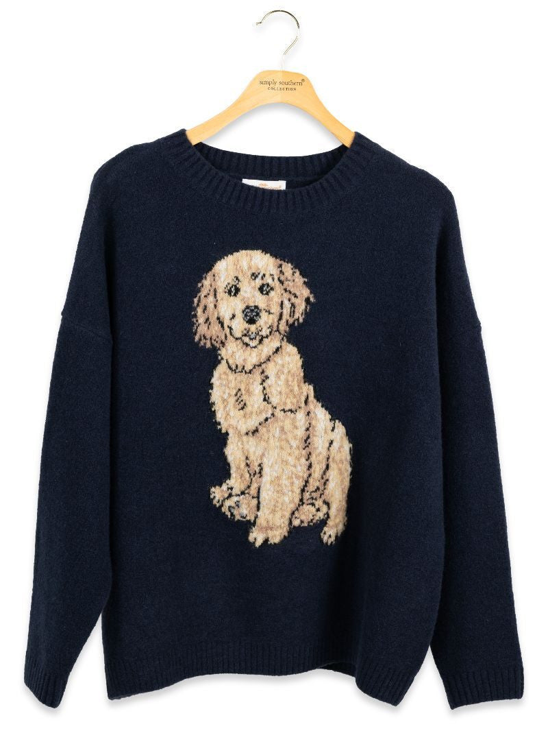 Simply Southern-Pawsome Crew Sweater-Navy