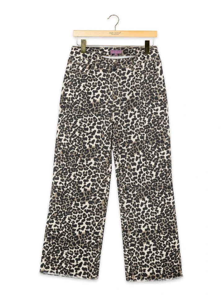 Simply Southern-Printed Denim Pant Straight Leg-Leopard