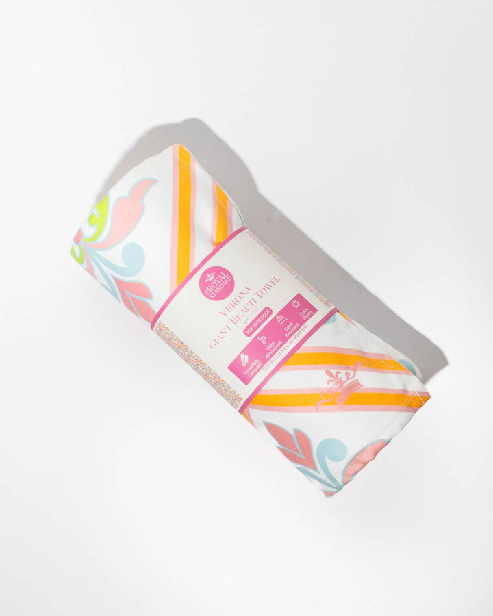 Verona Giant Beach Towel    White/Multi    40x70