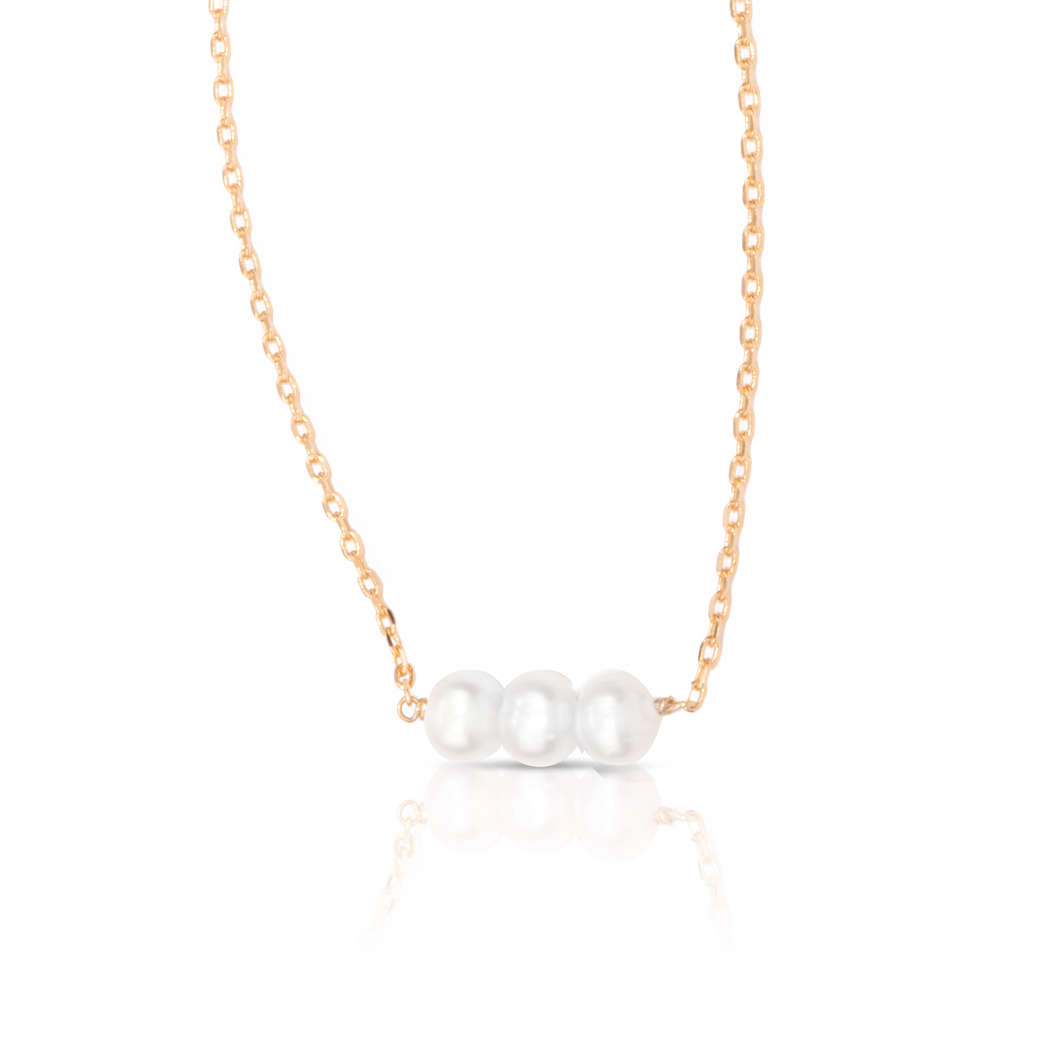 Amanda Blu-3-Pearl Row Necklace-Gold