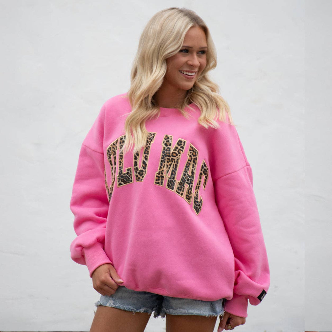 Lulu Mac-LEOP-9571-BUBBLEGUM With LEOPARD SWEATSHIRT