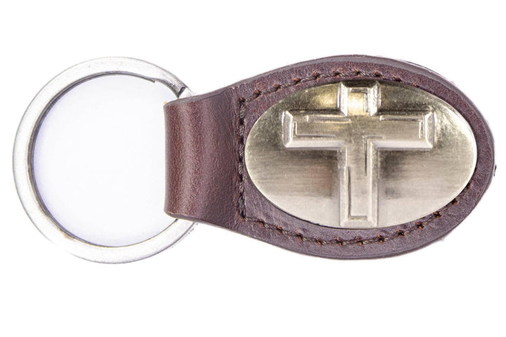 Zep-Pro Christian Cross Oval Leather Keychain