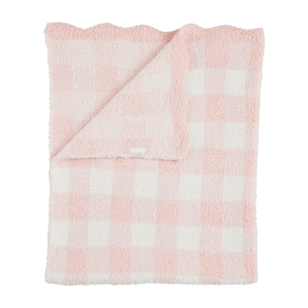 Mud Pie-PINK GINGHAM CHENILLE BLANKET