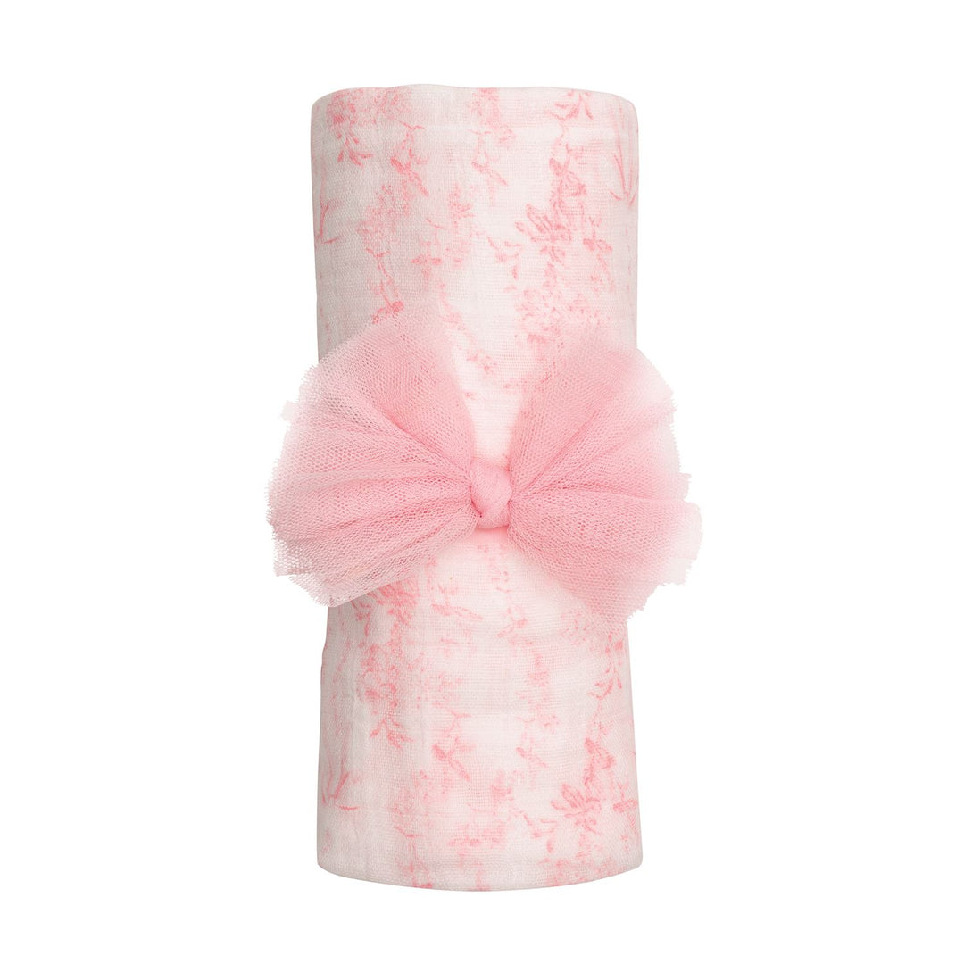Mud Pie-PINK TOILE SWADDLE & HEADBAND SET