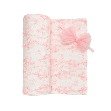 Mud Pie-PINK TOILE SWADDLE & HEADBAND SET