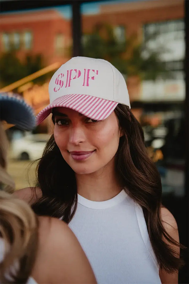 SPF Vintage Wholesale Trucker Hats for Women: Aqua and Green Striped