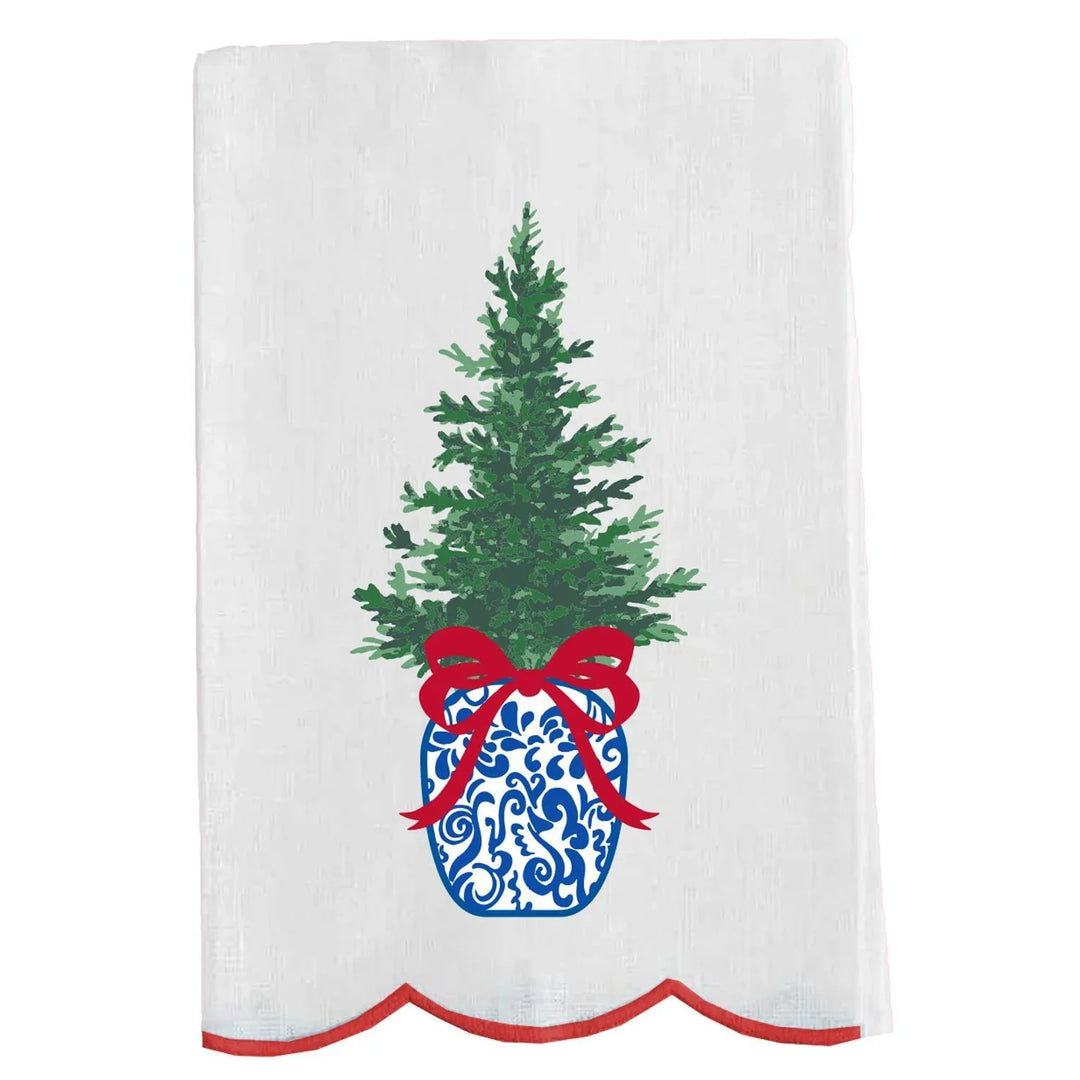 Mary Square | Chinoiserie Tree Embroidered Tea Towel (LH)