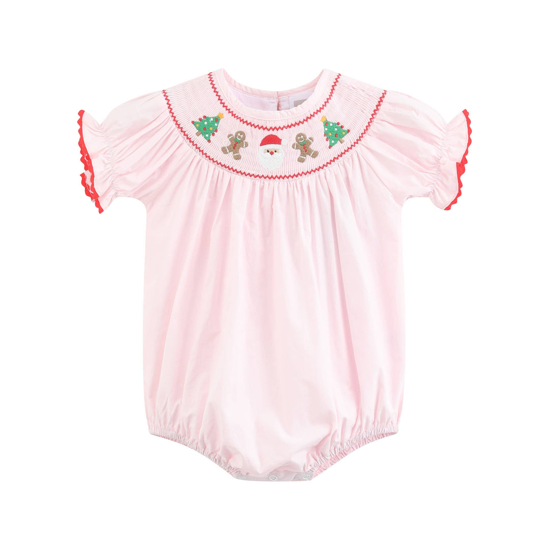 Lil Cactus - Pink Christmas Smocked Romper