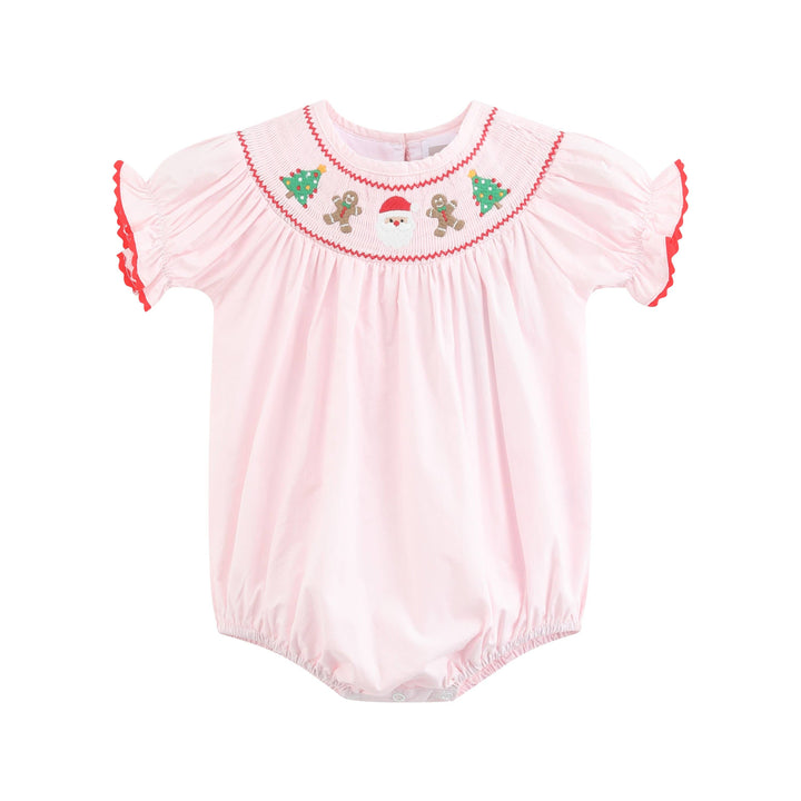 Lil Cactus - Pink Christmas Smocked Romper