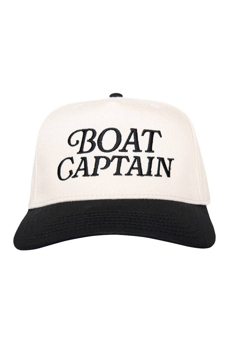 Boat Captain Two-Toned Retro Hat: Light Blue and Navy Stripe