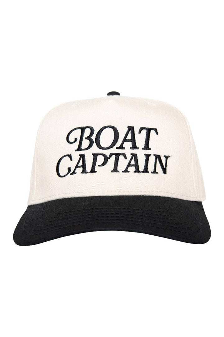 Boat Captain Two-Toned Retro Hat: Light Blue and Navy Stripe
