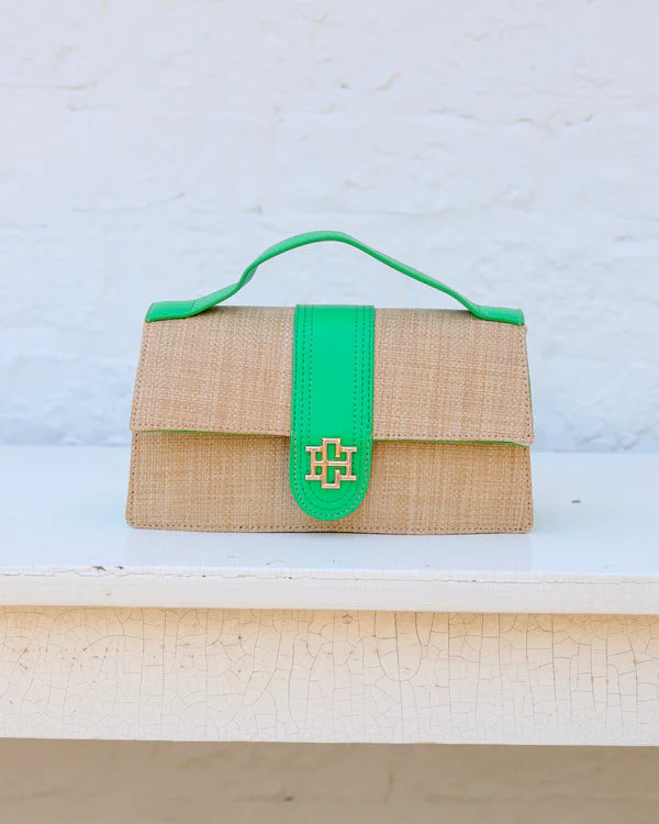 Caroline Hill-Waverly Clutch Natural Kelly Green
