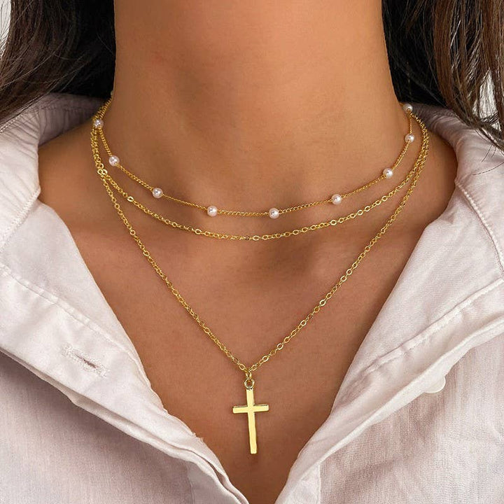 JOSSLYN-18K STAINLESS STEEL TARNISH FREE CROSS NECKLACE | 40NK370