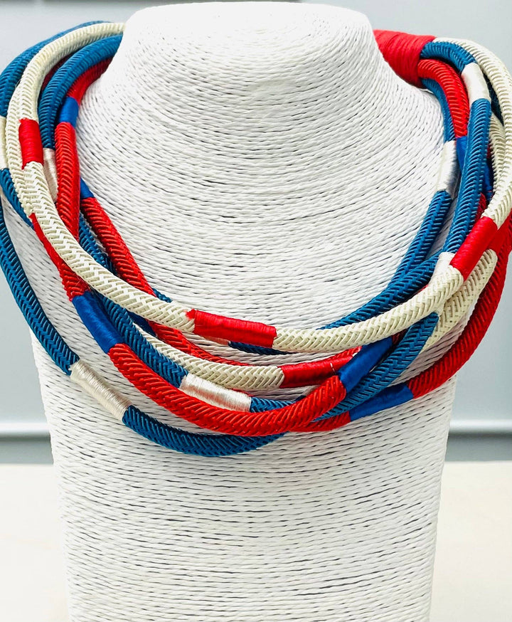 Multi 8-strand (red/blue/ecru)