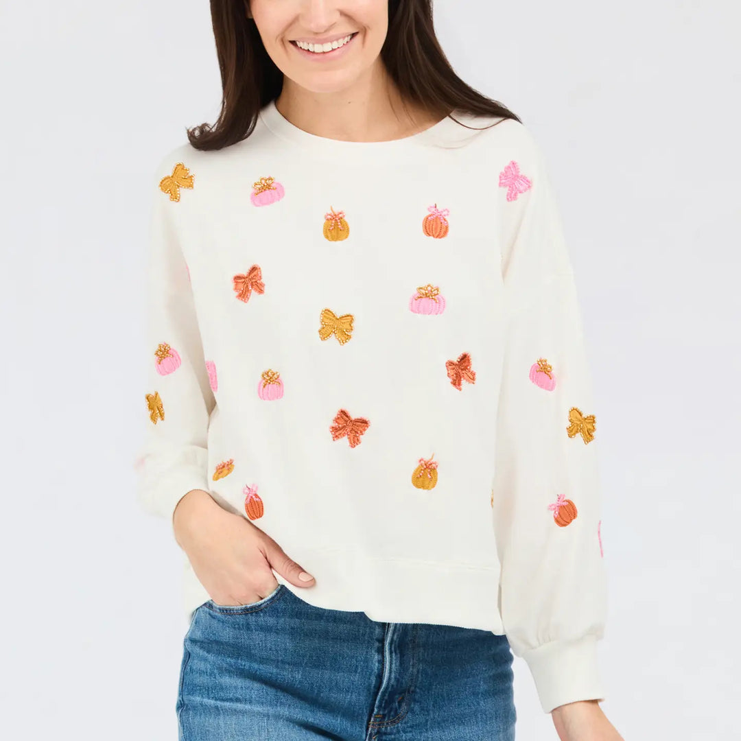 Mary Square Sweatshirt Millie Bow Pumpkins
