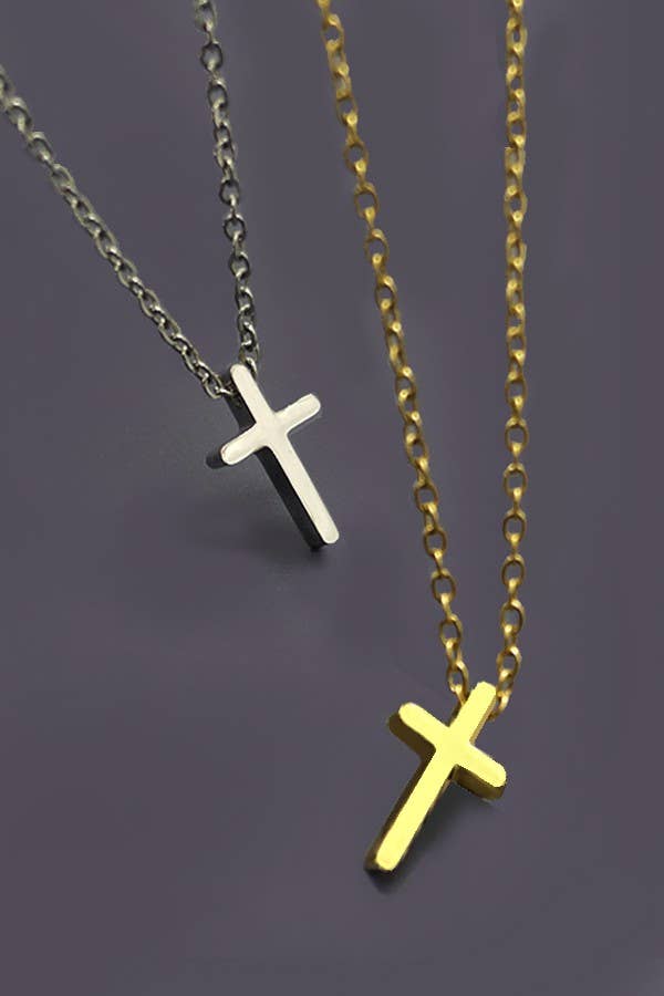 JOSSLYN-18K STAINLESS STEEL TARNISH FREE CROSS NECKLACE | 80N754