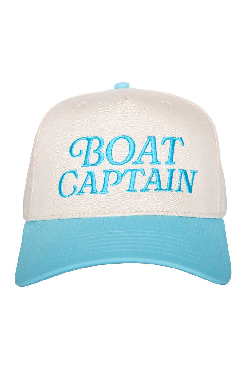 Boat Captain Two-Toned Retro Hat: Light Blue and Navy Stripe
