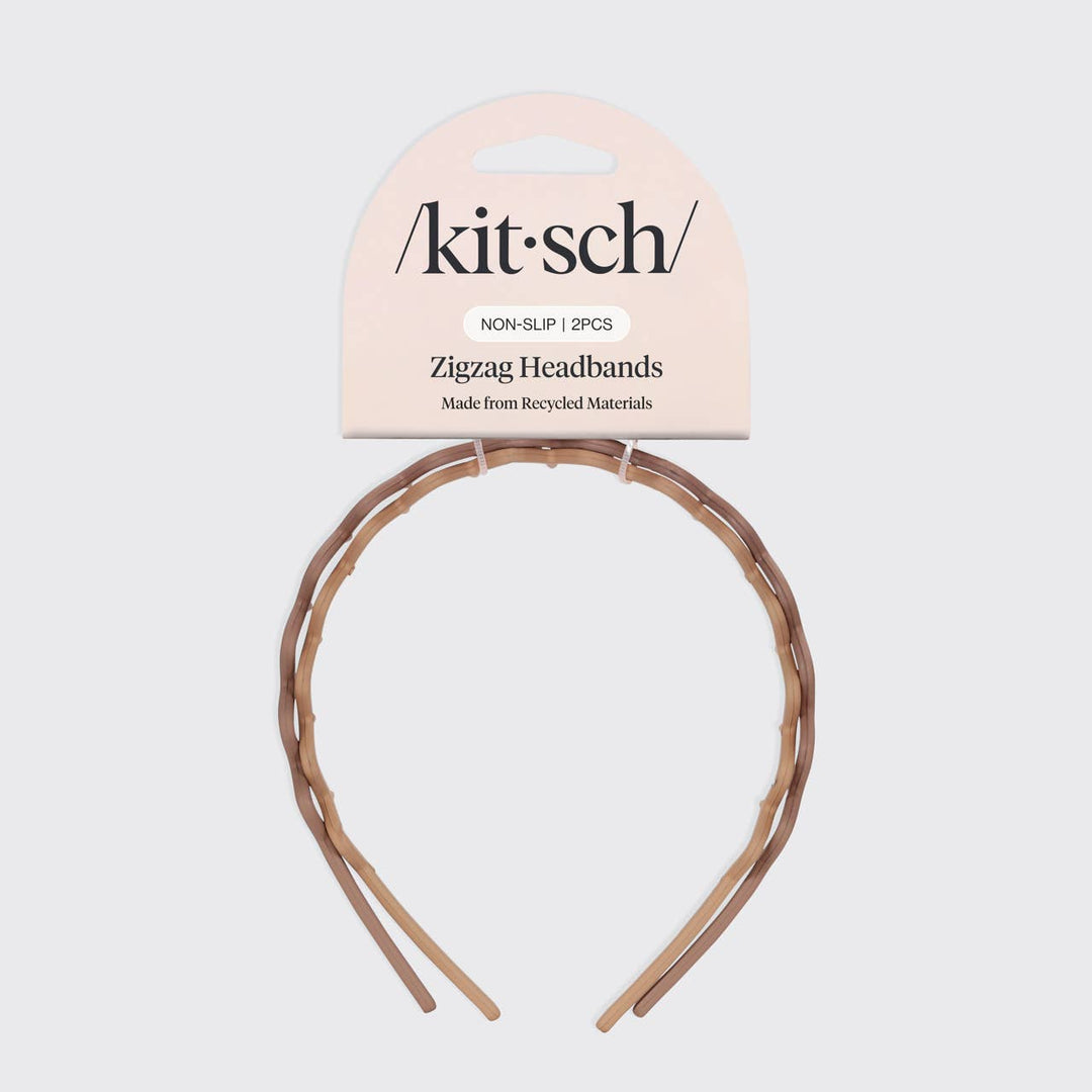 Recycled Plastic Zig Zag Headband 2pc - Neutral (LH)