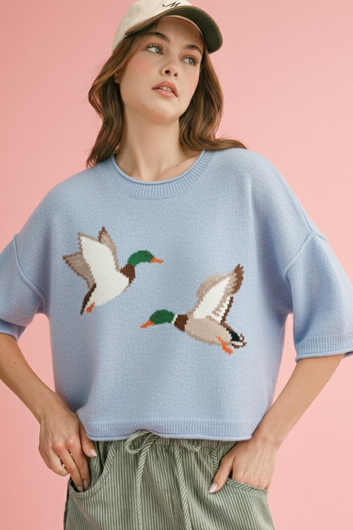 The Darling Duck Short Sleeve Soft Knit Top (LH)