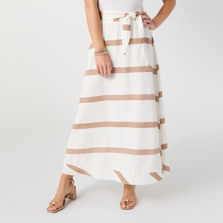 Coco+Carmen-Katherine Striped Tie Waist Skirt