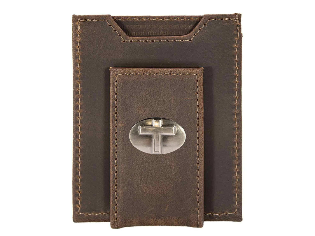 Zep-pro-Christian Cross Magnetic Leather Slim Wallet