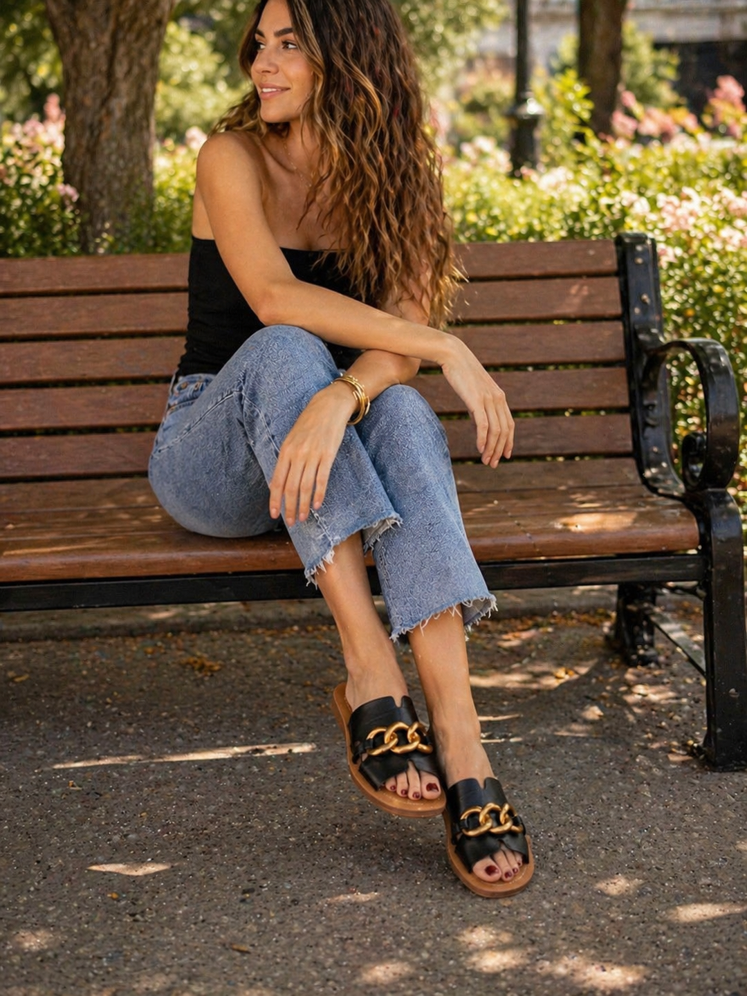 Corkys Chain Letter Sandal-Black