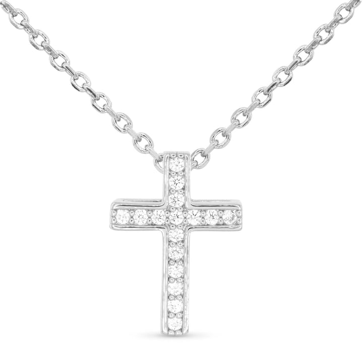 Amanda Blu-CZ Channel Set Cross Necklace: 18K Gold Dipped