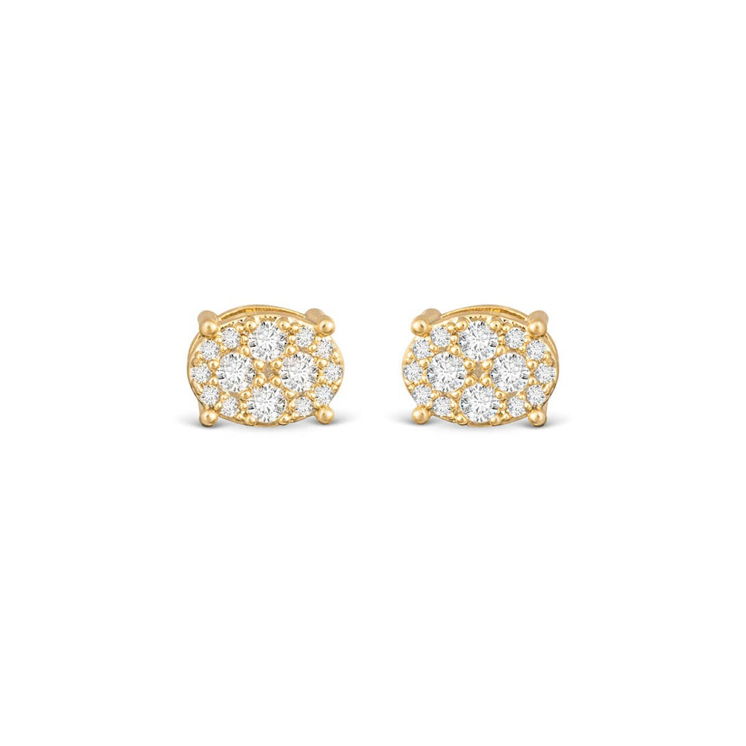 Amanda Blu-Pave Oval Stud -  Gold