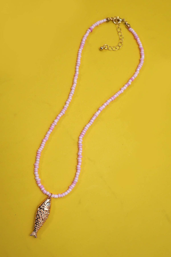 JOSSLYN-18K STAINLESS STEEL TARNISH FREE FISH NECKLACE | 40NK9537