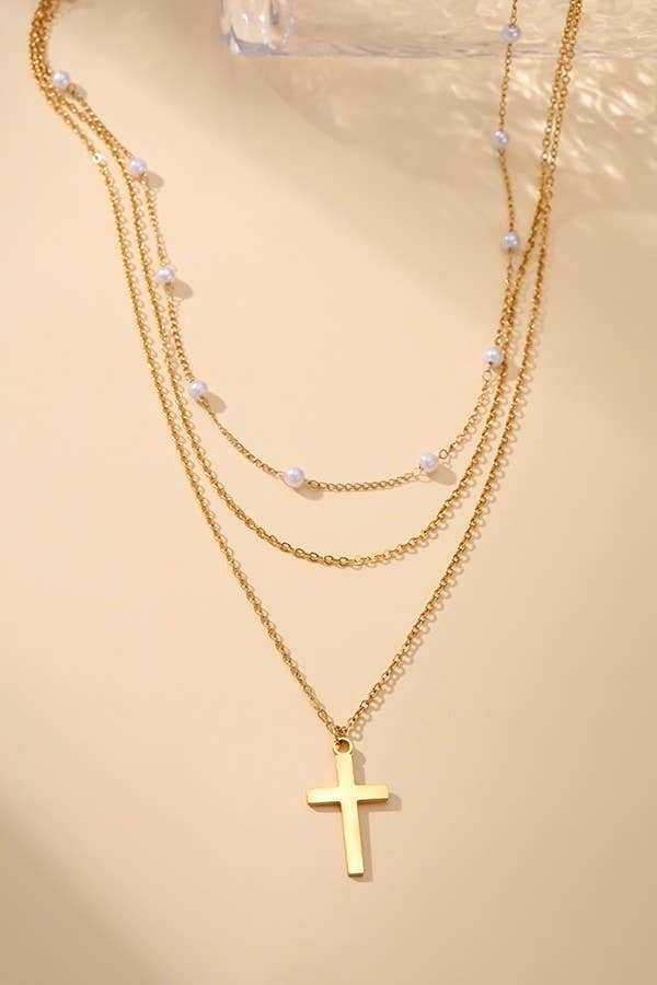 JOSSLYN-18K STAINLESS STEEL TARNISH FREE CROSS NECKLACE | 40NK370