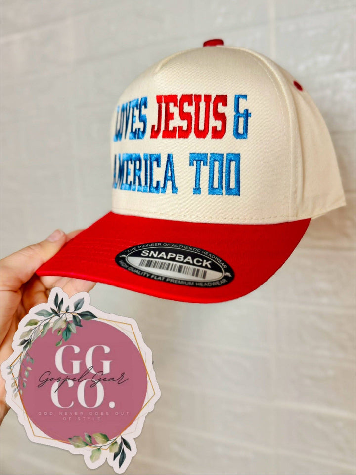 Gospel Gear-Loves Jesus & America Too Embroidered Hat