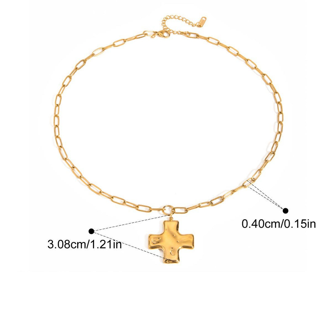 JOSSLYN-18K STAINLESS STEEL TARNISH FREE CROSS NECKLACE | 40NK9580
