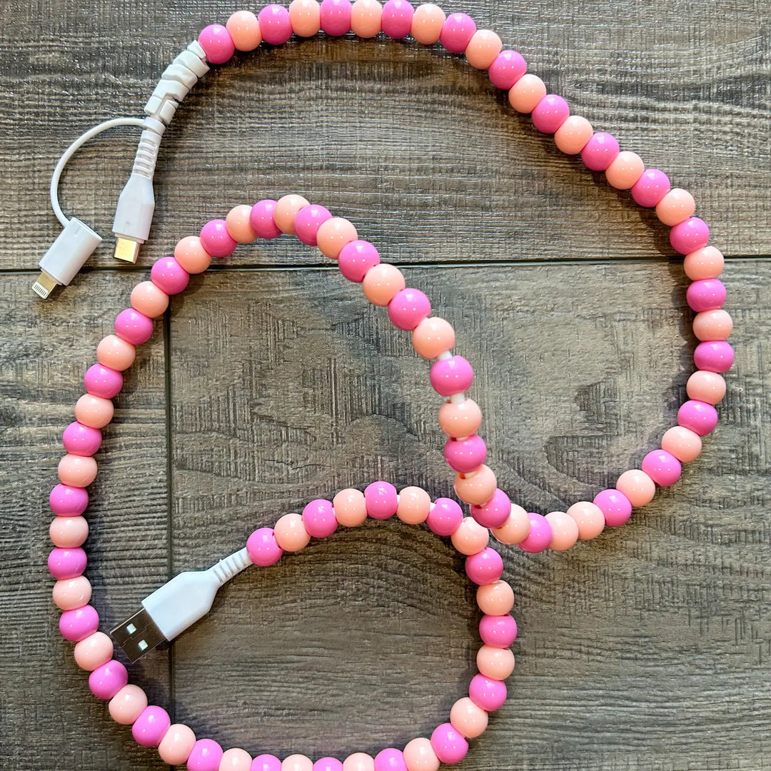Beaded Phone Charger with Lightning & USB-C Cable