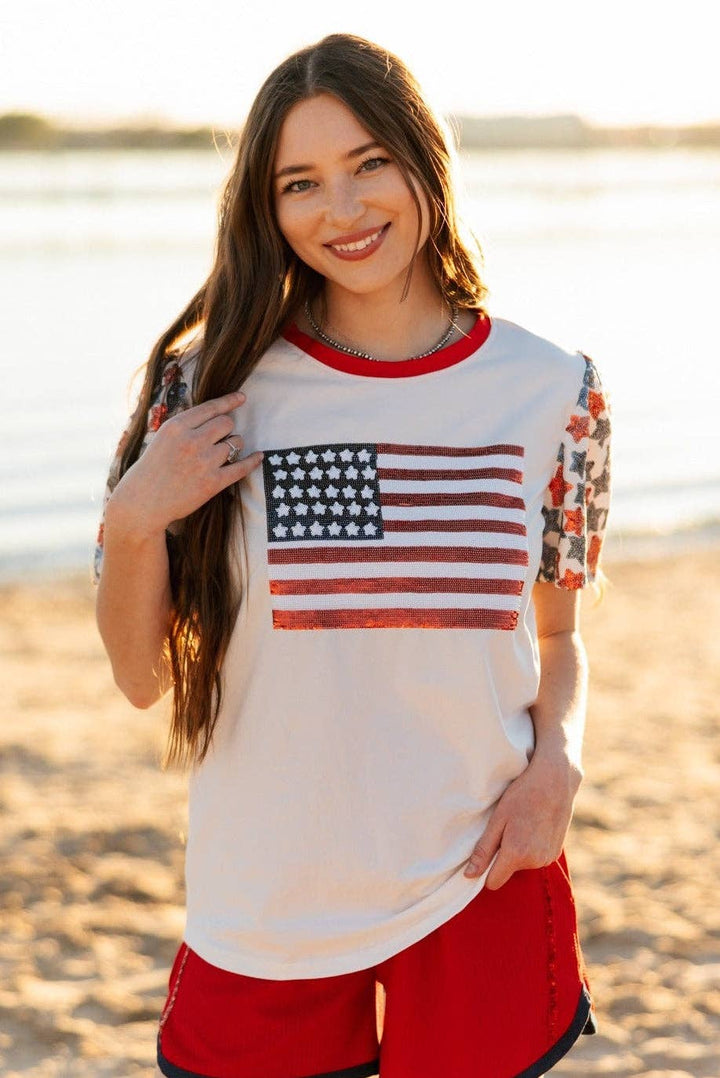 Sequin Flag on Princess Top