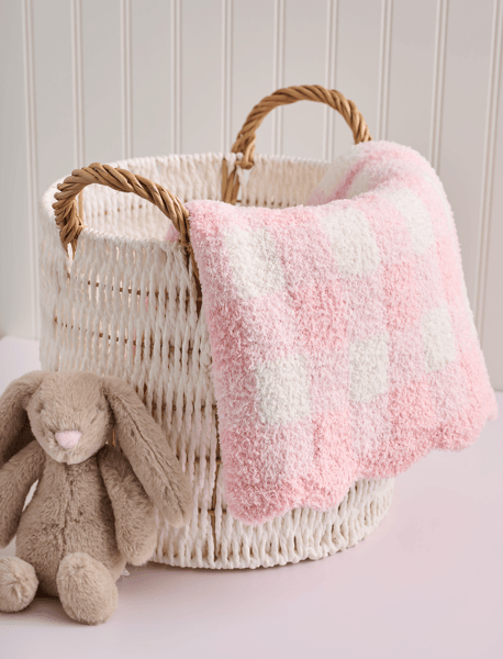 Mud Pie-PINK GINGHAM CHENILLE BLANKET