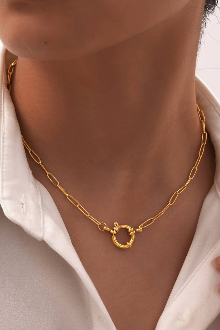 JOSSLYN-FREE CIRCLE 18K STAINLESS STEEL TARNISH NECKLACE | 40NK9402