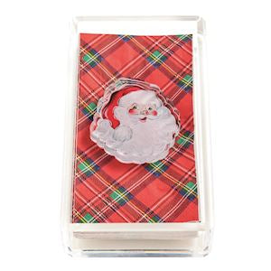 Mud Pie Santa Tartan Guest Towel & Caddy Set (JB)