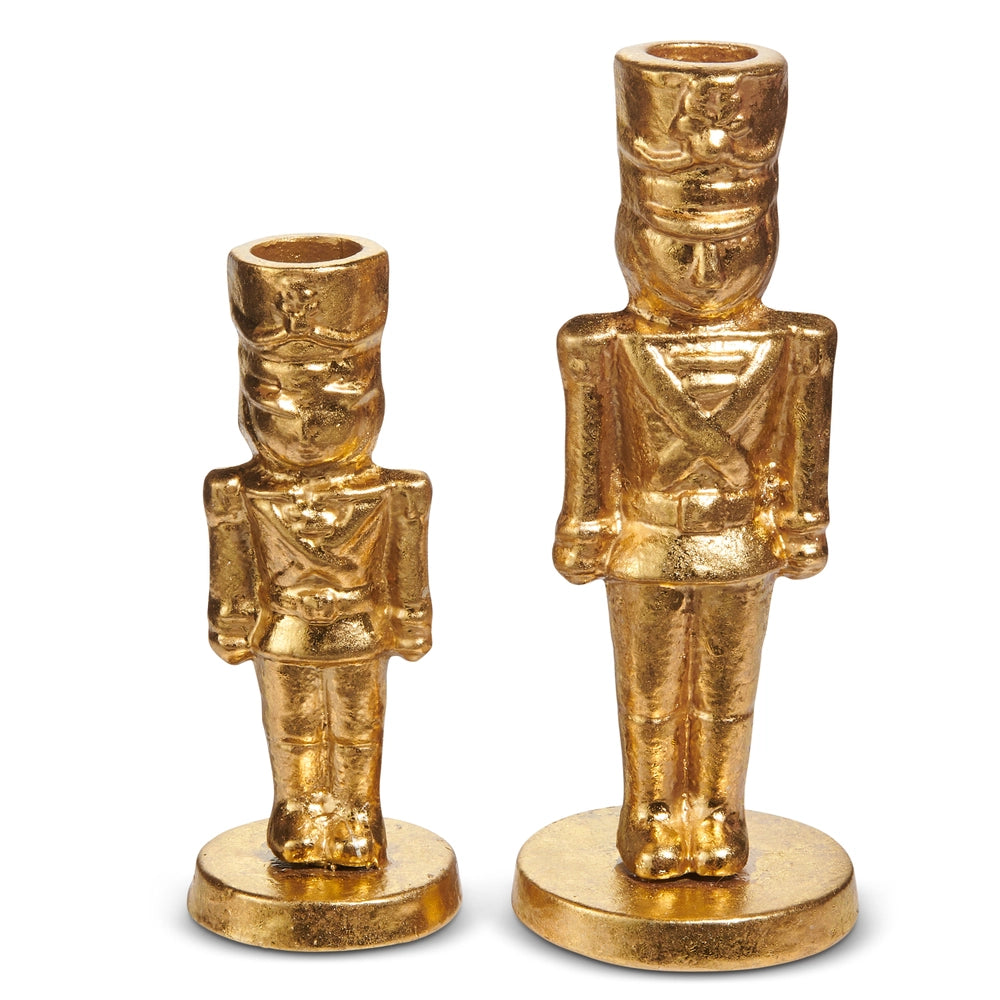 RAZ Imports 7" Gold Nutcracker Candlesticks Set (LH)