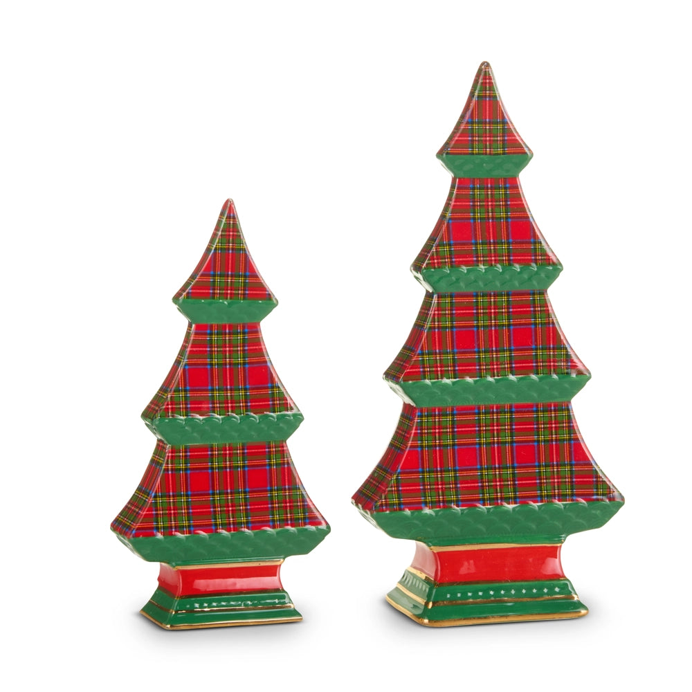 RAZ Import 8.75" Plaid Tabletop Trees Set (LH)