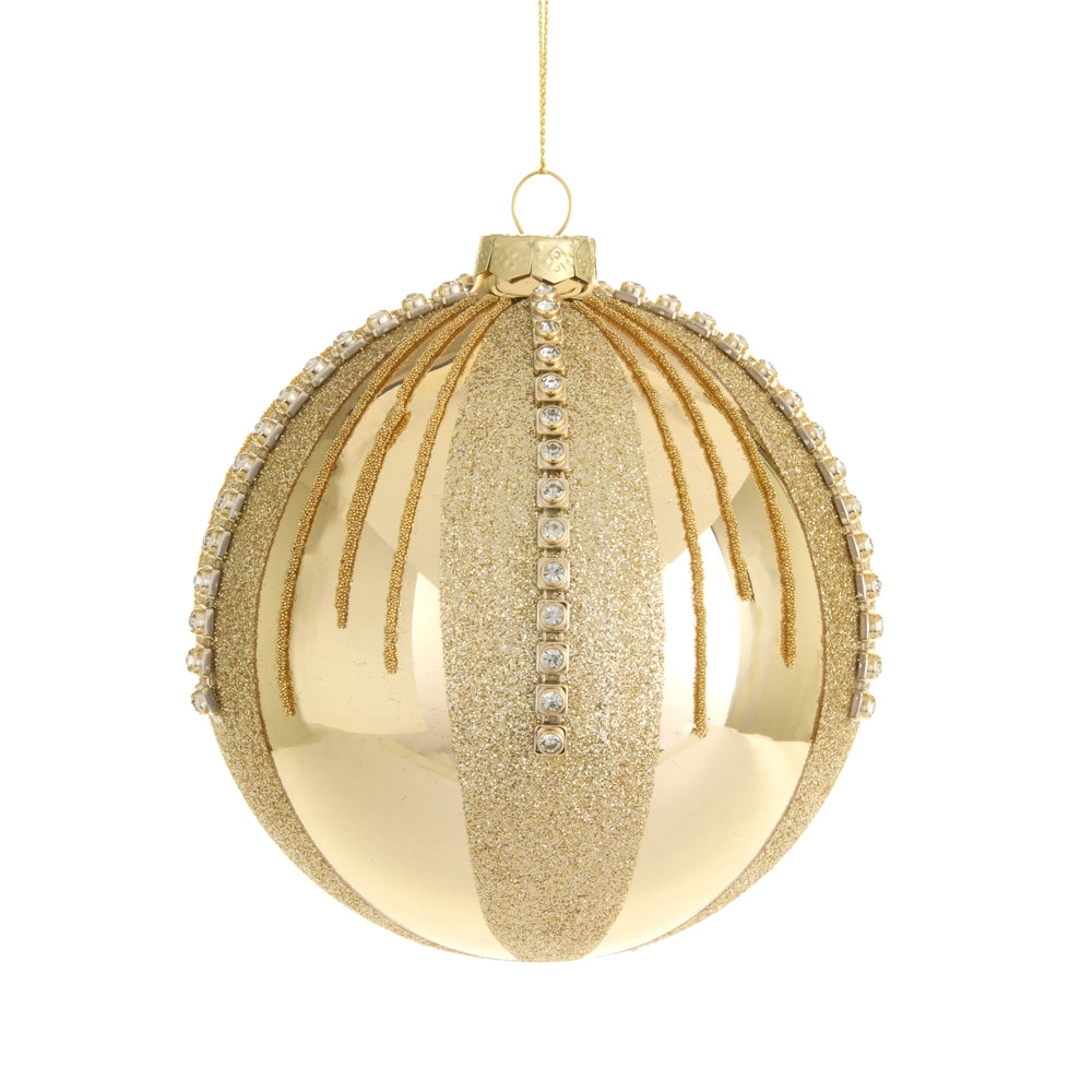 RAZ Imports 5" Gold and Rhinestone Ball Ornament (LH)