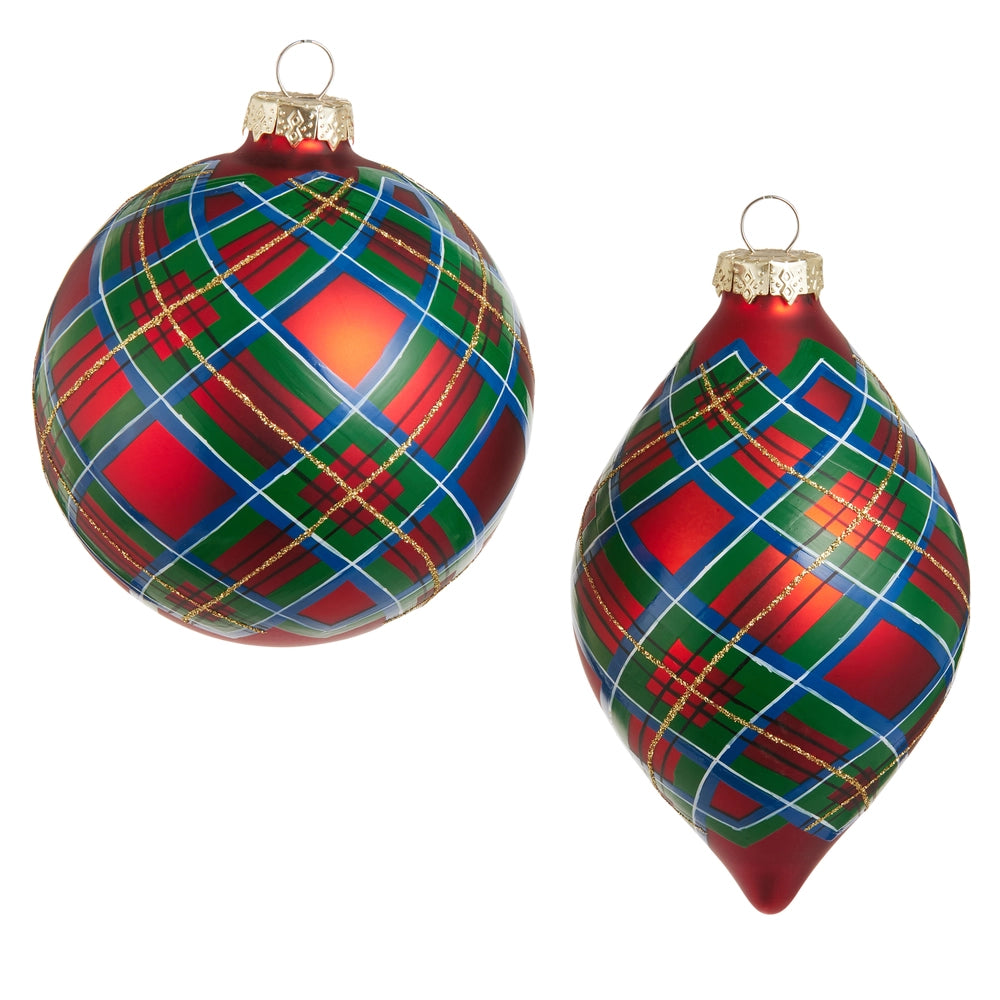 RAZ Imports 4" Plaid Ornament Round  (LH)