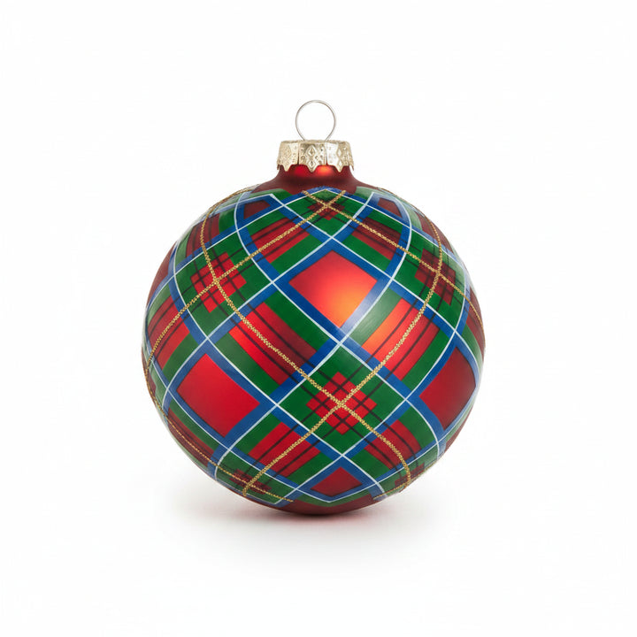 RAZ Imports 4" Plaid Ornament Round  (LH)