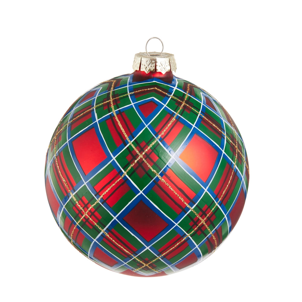 RAZ Imports 5" Plaid Ball Ornament (LH)