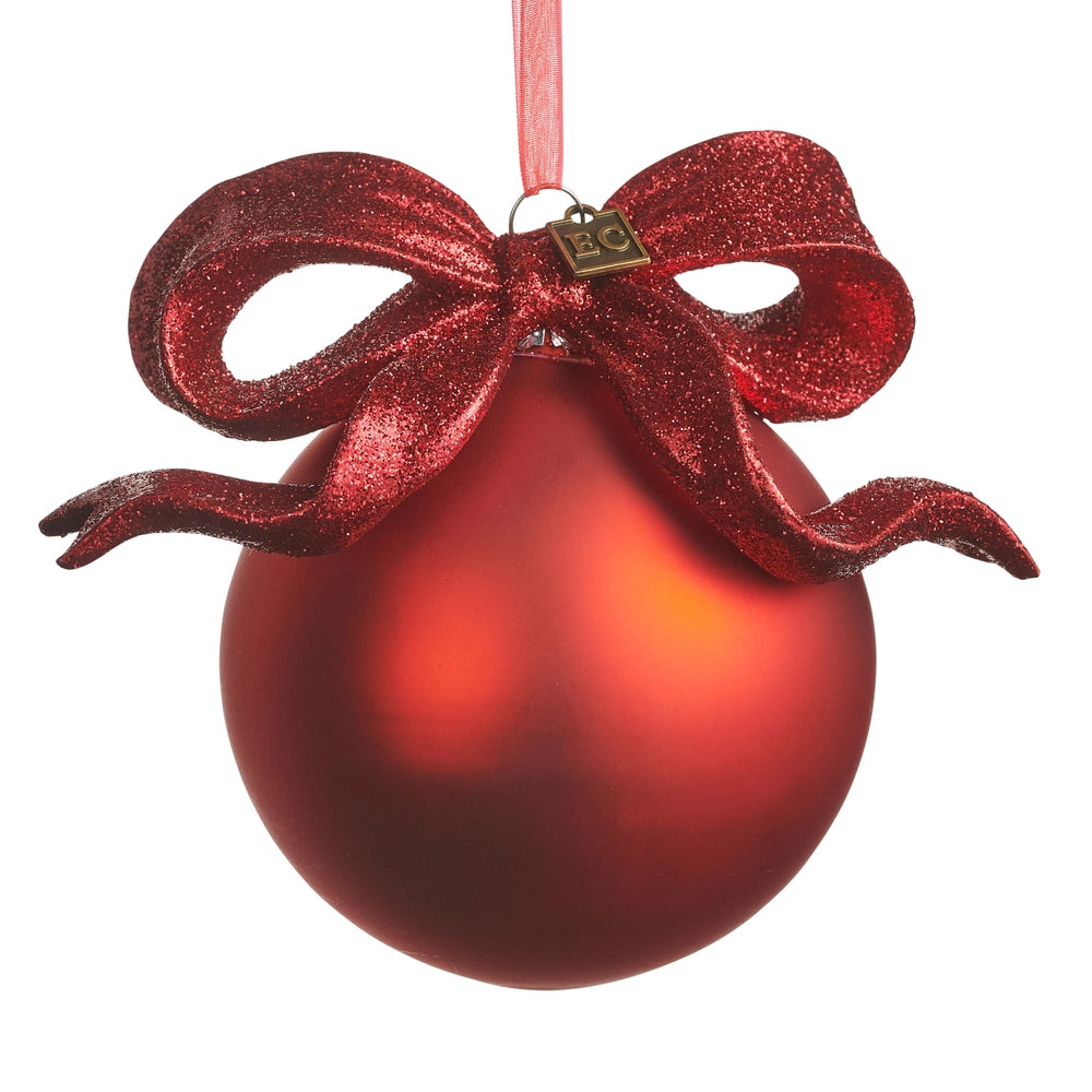RAZ Imports Red Ribbon Ball Ornament (LH)