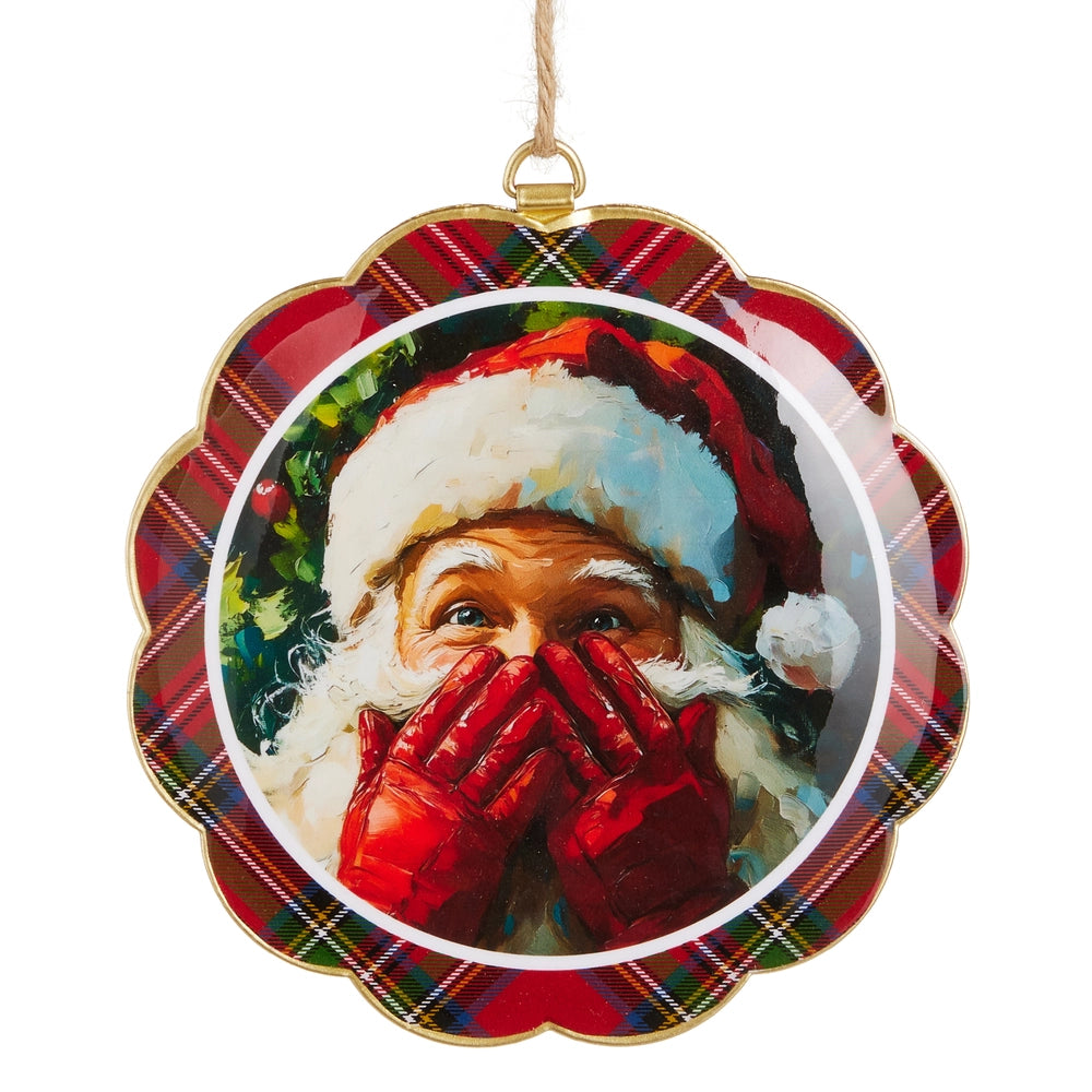 RAZ Imports Santa's Secret Scalloped Disc Ornament (LH)