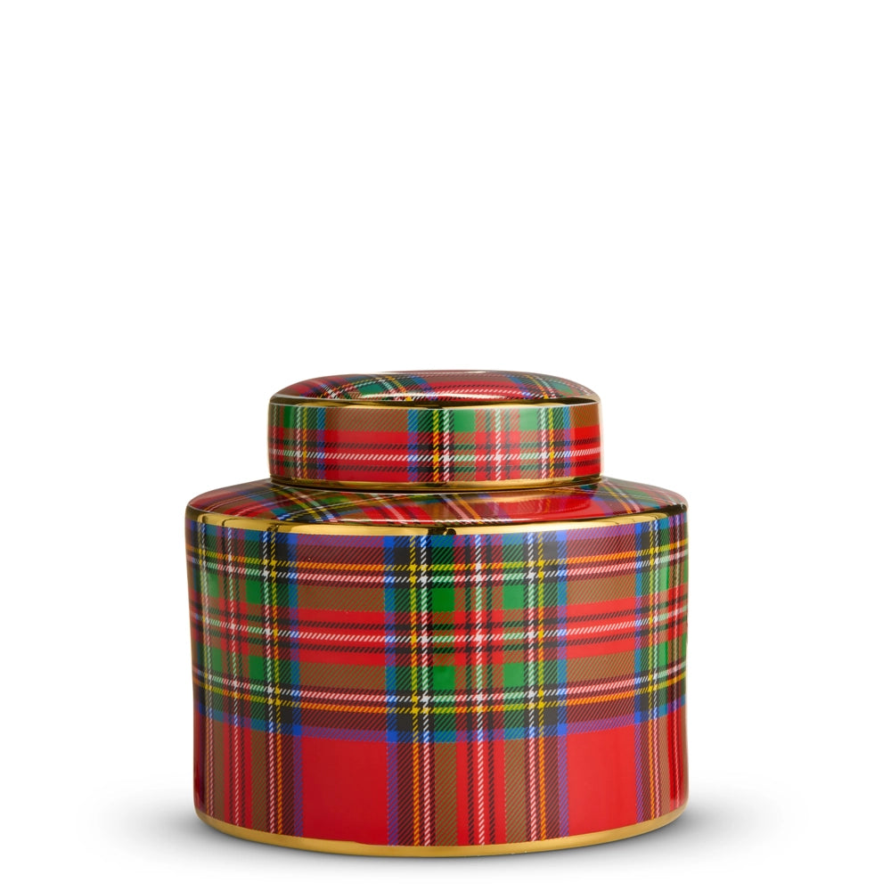 RAZ Imports 8" Tartan Plaid Decorative Jar (LH)