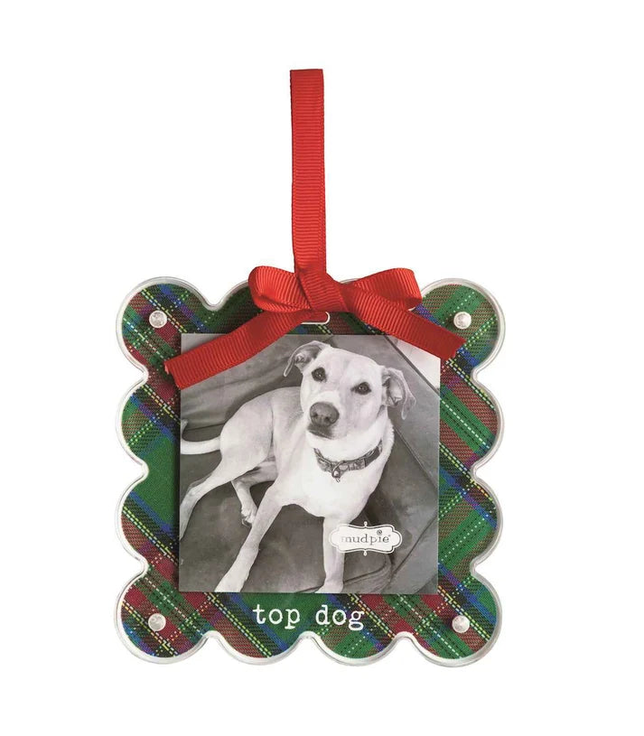 Mud Pie Top Dog Tartan Photo Ornament (JB)