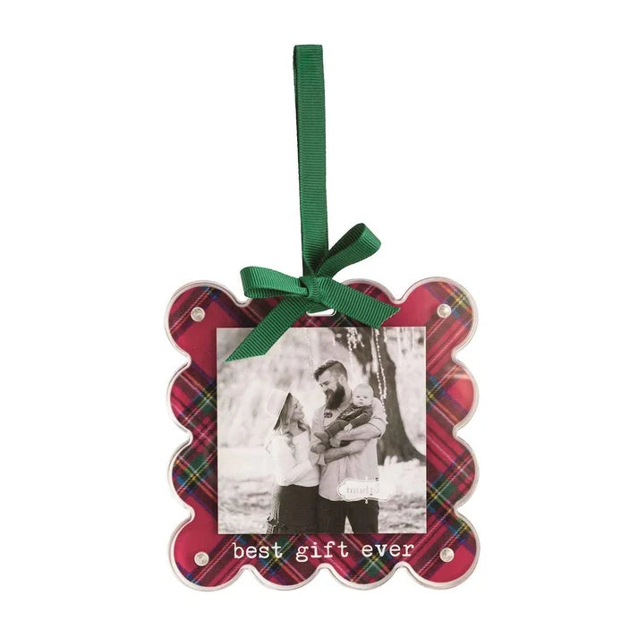 Mud Pie Best Gift Ever Tartan Photo Ornament (JB)
