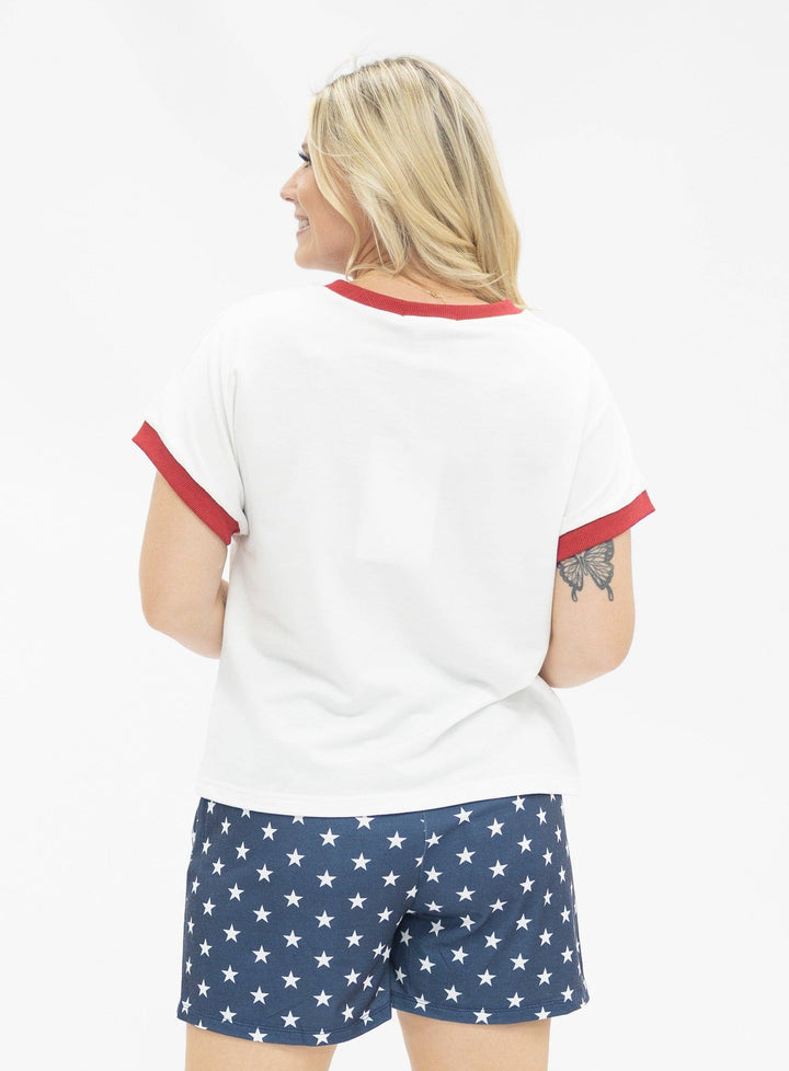 Grace+Emma-Sequin "USA" on White Top